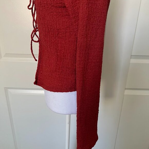 See You Monday Tie Front Long Sleeve Shirt Top Size Small - Picture 6 of 11